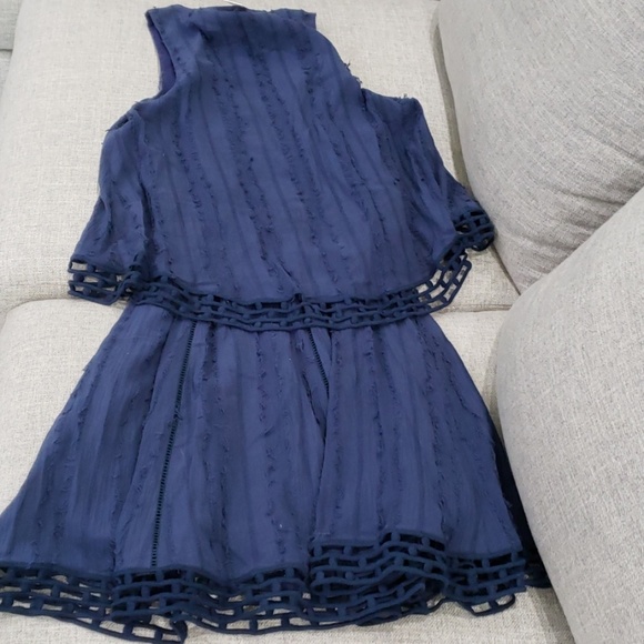 Nicholas Casper Frayed V-Neck Dress Navy - Picture 6 of 8